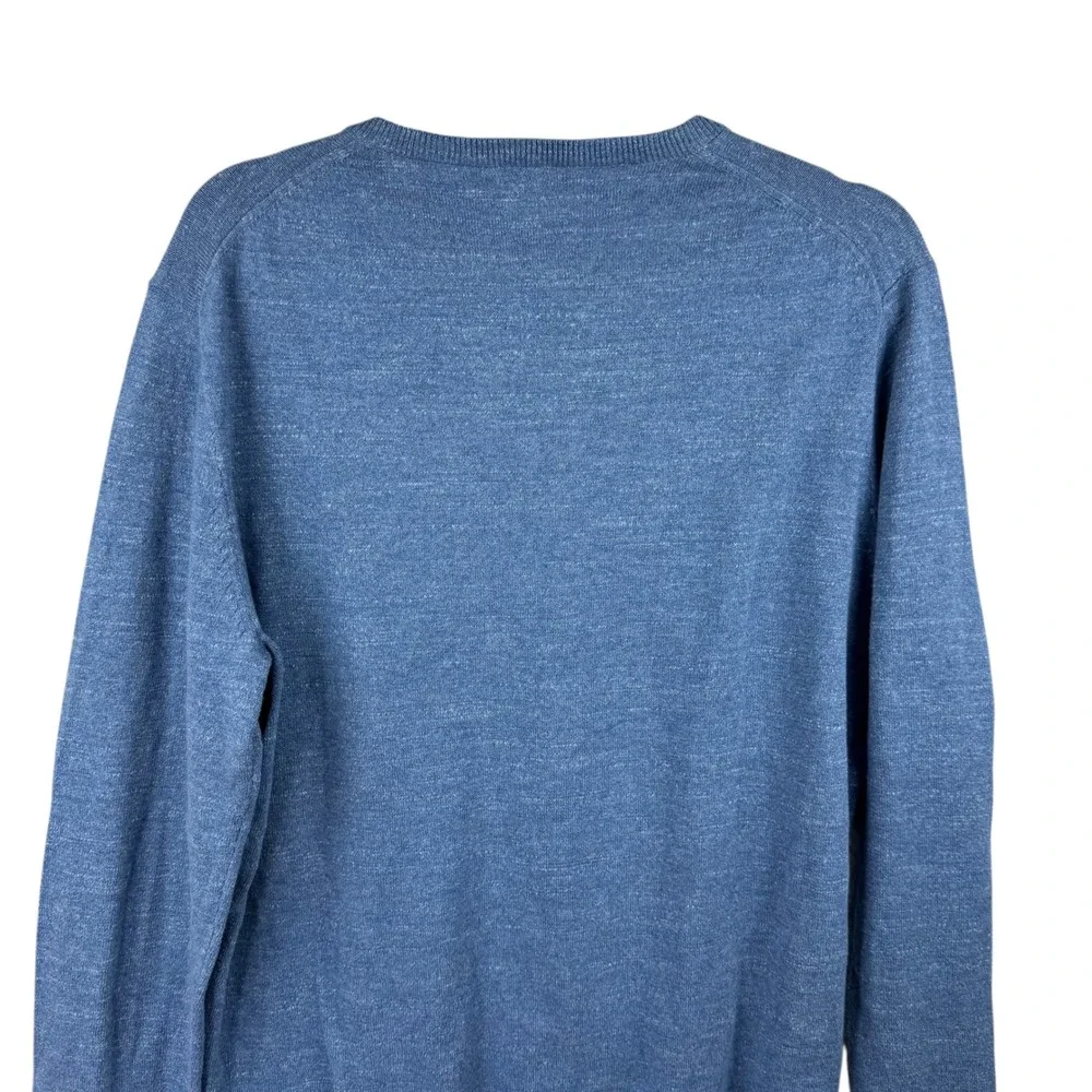 J Crew Sweater Men Size Large Tall Blue Heathered‎ V-Neck Long Sleeve Cotton